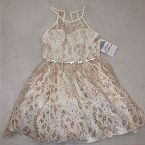 Rare Edition Lace Halter Girls Dress